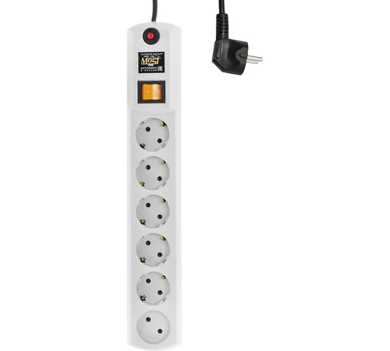 Фильтр сетевой 2,0м 5с/з+1б/з розеток 10А H6 Most