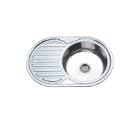 Мойка нержавеющая врезная 500х770х0,6мм правая глянец с сифоном MG6-7750OVR РМС