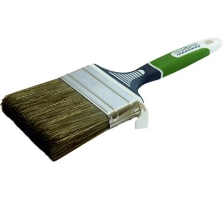 Кисть плоская 80х18мм прорезиненная ручка смешанный ворс зеленая Color Expert