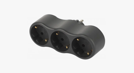 Разветвитель тройник 16А 3 гнезда с з/к черный  Эра